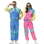 Mens Ladies 80s Retro Neon Costume 1980s Height Fashion Tracksuit Disco Party.