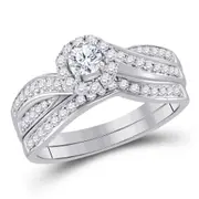 14k White Gold Round Diamond Bridal Wedding Ring Set 5/8 Cttw (Certified)