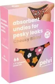 PELVI Leakproof Underwear Cheeky Bikini Floral M