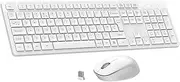 LeadsaiL Wireless Keyboard and Mouse, Wireless Mouse and Keyboard Kit for Computer USB 2.4 GHz, QWERTY, Full Size, Quiet, Ergonomic, Numeric Keypad, Quick Choice Keys for HP/Mac - White