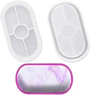 AFUNTA DIY Oval Silicone Coaster Mold,2 Pcs Soft Flexible Oval Crystal Silicone Molds for Casting with Resin, Concrete, Cement and Polymer Clay - Transparent White
