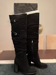 Sam Edelman Sable Black Suede Over The Knee Boot Size 10.5