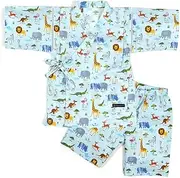 COLORFUL CANDY STYLE NB800630 Jinbei (Boy) 51.2 inches (130 cm) Savannah Light Blue Junior Kids Jinbei 100% Cotton for Children Elementary School Summer Festival Room Wear Fireworks Display Cool