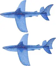 Kisangel 2pcs Foam Glider Airplane Cartoon Shark Shape Flying Gliders for Engaging Flying for Promotes Creativity and