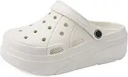 [VONMAY] Women's Platform Clogs Garden Shoes with Arch Support Comfortable Slip-on Slide Sandals Beach Slippers