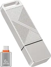 [EASTBULL] 128GB exFAT32 USB 3.0 Flash Drive with a USB C Adapter, Fast-Speed Thumb Drive Metal Pen Drive 128 G Memory Stick for Storage and Backup (Silver, with USB C 3.0 Adapter)