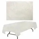 1 Vinyl Table Cover Pad Ivory Floral Texture Tablecloth Protector 54"X108" Party