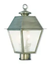 Livex Mansfield 2-Light Vintage Pewter Post-Top Lantern
