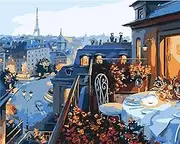 Paint by Number for Adults. Warm Balcony Paint by Numbers for Adults Beginner Drawing Paintwork with 3 Paintbrushes Paint Canvas Oil Painting 16” x 20”