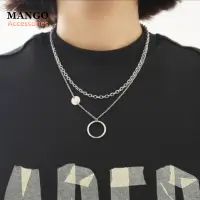 在飛比找蝦皮商城優惠-『Mango』簡約鈦鋼項鍊 百搭吊墜項鍊男 雙層項鍊女 in