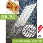 Stainless Steel Barbecue Metal Skewers Flat Needle BBQ Tool Kebab Stick 30CM AU