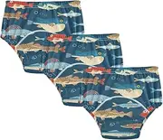 [GuoChe] Baby Boys Sleep Training Underwear Colorful Hawaiian Fish Goldfish Blue 3pcs Reusable Boxer Briefs Underwear Sleep