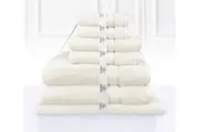Super Plush 100% Fresh Combed Cotton Bathsheet Set 14PC Cream
