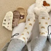 Bear Print Socks Bear - Almond - One Size