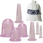 7pcs/set Jar Silicone Vacuum Cupping Cans For Massage Anti Cellulite Suction Cups Face Body Pain Relief Massage Purple