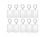 10pcs Keyring Clear Acrylic Photo Key Chain Picture Frame Blanks DIY Rings Gifts