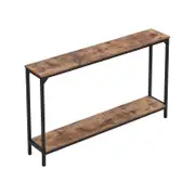 HOMFURN Industrial Narrow Console Table, Skinny Entryway Sofa Table for Living Room, Hallway, Rustic Brown