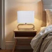 Lotus Table Lamp Blonde Wood w/ White Linen Shade CLA Lighting - PL-LOTUS1