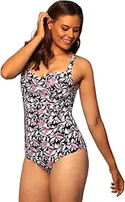 [LaSculpte] Night Flower One Piece Swimsuit for Women & Chlorine-Resistant Tummy Control Swimwear with Full Coverage-10-24, Size