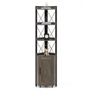 Giantex Corner Standing Bookcase Home Organizer Display Shelf Storage Rack Grey