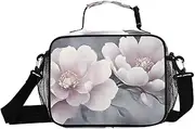 Penoy Gray Closeup Insulated Lunch Box for Women Men - Ideal for Work, Picnics - Includes Adjustable Shoulder Strap