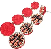 [BIUDECO] 1 Pair Football Earrings Sports Style Earrings Dangle Drop Earrings Fun Earrings Abstract Earrings Women Earrings Sports Themed Beaded Earrings Beaded Earrings for Women