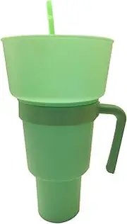 Stadium Tumbler Snack Bowl, 2-in-1 Snack Tumbler with Straw, Leakproof Snack and Drink Cup, Snack Containers for and Beverage, Reusable Snack Cups for Travel, Park, Home, Cinema or Movie Center