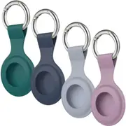 [4 Pack] Airtag Case for Apple AirTags Holder 2021, Keychain AirTags Case with Anti-Lost Key Ring, Soft Silicone Anti-Scratch Lightweight Protective Skin Cover for AirTags Finder Keychain Accessory