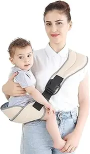 AnnuoYi Baby Carrier, Adjustable Child Sling, Ergonomic One Shoulder Labor-Saving Polyester Half Wrapped Toddler Sling with Anti-Slip Particles, for Toddler, Children 6-36 Months
