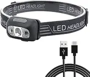 Motion Sensor LED Headlamp, 500 Lumens USB Rechargeable XPG2 Headlight, Super Bright Lightweight Waterproof Flashlight for Running, Camping, Hiking, Walking Dog, Reading (Black)
