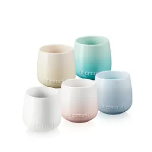 【Le Creuset】瓷器花蕾系列馬克杯組250ml-5入(雪花白/沙丘白/淡粉紅/海岸藍/薄荷綠)