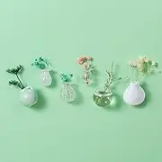 Tiny Magnetic Vases for Flowers, Cute Mini Plant Bud Vase Fridge Magnets, Funny Little 3D Ceramic & Glass Flower Pot Vases Refrigerator Accessories Kitchen Office Decoration (6PCS-B)