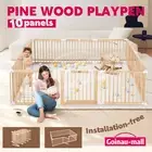 Kidbot Wooden Baby Playpen 10 Panel Safety Gate Kids Pet Dog Activity Centre