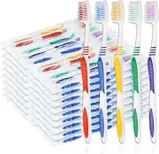 SLequipo 50 pcs Individually Wrapped Bulk Toothbrushes, Colorful Manual Disposable Travel Toothbrush Set for Adult, Kid, Medium Soft Bristles, for Travel, Hotels (50 pcs,5 Colors)