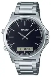 Casio Analog Digital Black Dial Stainless Steel MTP-VC01D-1E Men's Watch