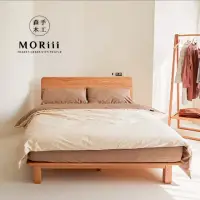 在飛比找momo購物網優惠-【MORiii 森手木工】微風 單人加大3.5尺紅橡木實木床