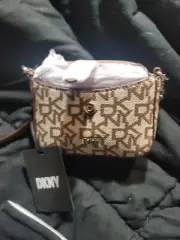 DKNY Thomasy Micro Mini Women's Monogram Medium Brown Chain Crossbody Bag