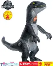 Child Jurassic World 2 Velociraptor Blue Inflatable Dinosaur Trex Costume