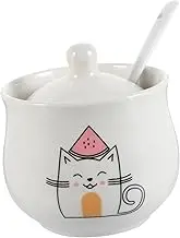 KOCKSHION 1Set Decorative Ceramic Salt Jar Kitchen Seasoning Container with Spoon for Home Dining Restaurants Catering Sturdy Easy to Clean for Spices Storage