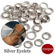 100pcs Metal Grommet Silver Eyelet with Washers Curtain DIY Leather Craft Repair
