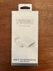 Platinum- USB-C to SD and microSD Card Reader - White PT-AFACS