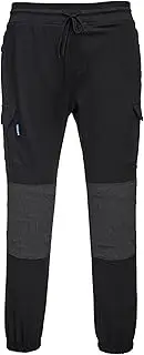 Portwest T803 Mens Lightweight KX3 Comfortable Slim Fit Stretch Cargo Work Joggers Trousers Black, Small