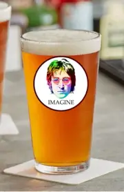 John Lennon (Imagine) - Rock and Roll - 16oz Pint Beer Glass Pub Barware Liquor