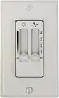 White 4 Speed Ceiling Fan Wall Control with LED Dimmer Light Switch | Wall Face