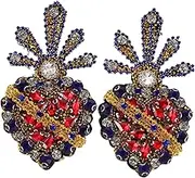SHINEOFI 2pcs Rhinestone Patches: Handmade Beaded Rhinestone Heart Applique Patches for DIY Clothing Decor - Sparkling Embellishments for Dress Jackets
