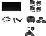 10.36 Inch 4 Channel Smart Blind Spot BSD Alarm Truck Bus Car DVR Recorder Monitor with 4 PCS AHD 1080P IR Camera(Monitor add 4 Camera,128GB SD Card)