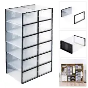 12 Pairs Stackable Clear Plastic Shoe Organizer Storage Box with Lid Shoe Rack