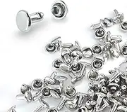 200Sets 6mm Double Cap Rivet Tubular Metal Studs Leather Rivets for Fabric Pet Collar Clothing Boots Belt Bags Fasteners Crafts (6mm Silver)