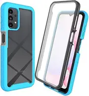 For Samsung Galaxy A13 4G/5G/A04s Case Built-in Screen Protector 360 Degree Full Body Shockproof Protection Cover Bumper Transparent Back Phone Case Shockproof Slim Fit Cover Light Blue