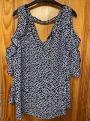 Next Blouse Shirt Cold Shoulder Top Size 22 Floral Short Sleeved